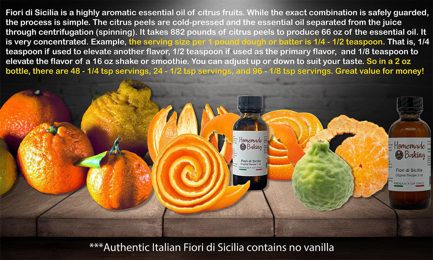 Premium Authentic Fiori Di Sicilia Product Of Italy 100% Essential Oil Of Citrus Fruits 2 Oz