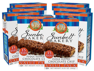 Sunbelt Bakery Fudge Dipped Chocolate Chip Chewy Granola Bars, 120-1.1 Oz Bars (8 Boxes)