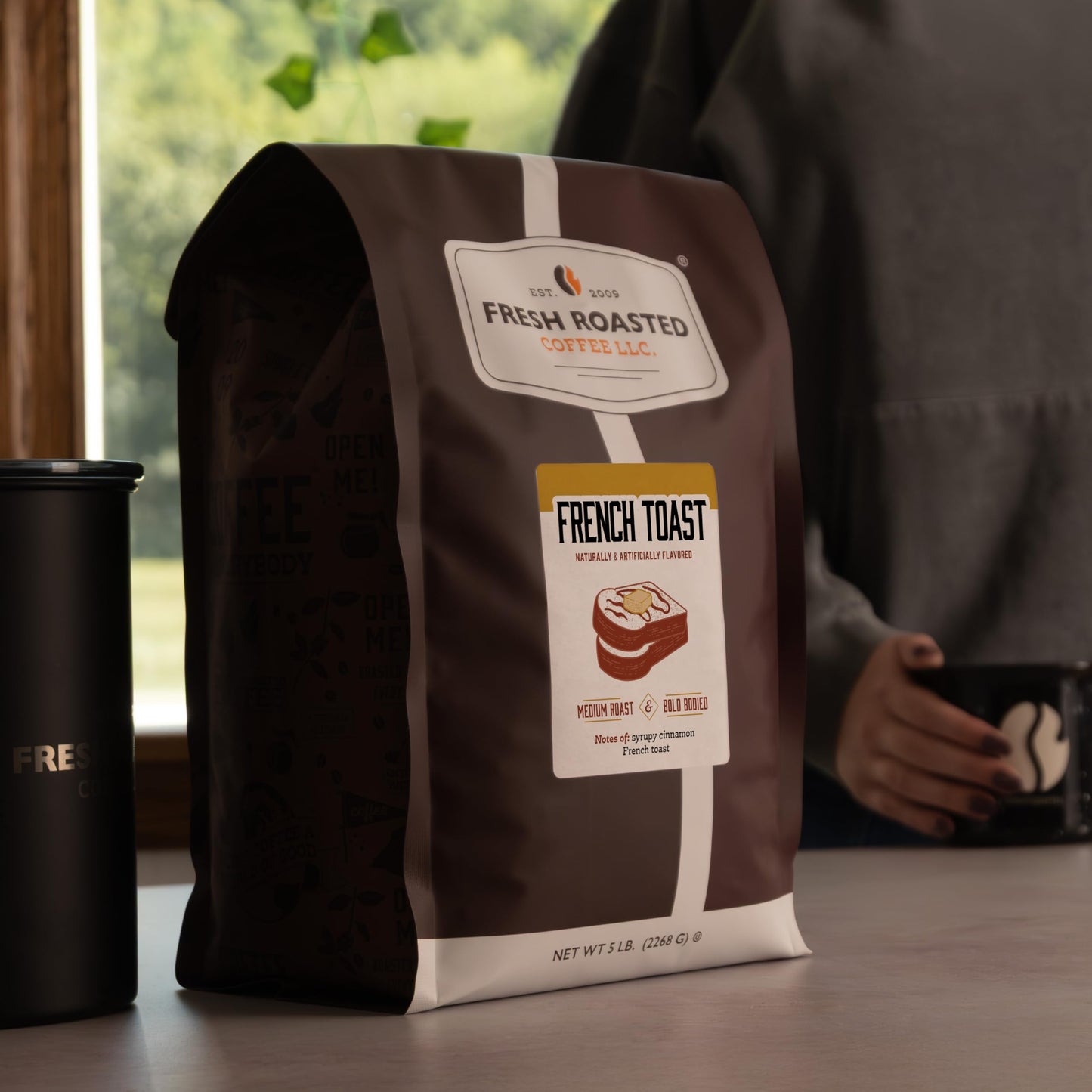 Fresh Roasted Coffee French Toast Flavored Whole Bean Medium Roast 5lb