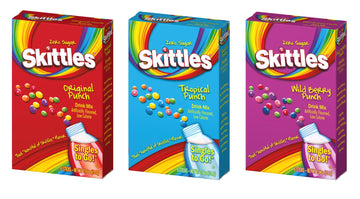 Skittles Singles To Go Drink Mix Variety Pack Bundle Original Punch, Tropical Punch And Wild Berry Punch - 3 Boxes With 6 Packet