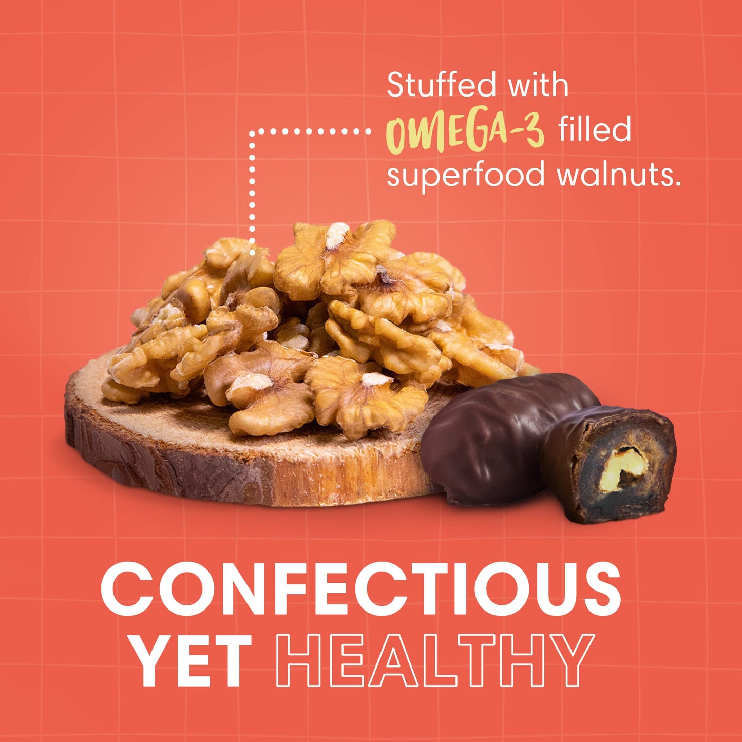 Dorrel - Belgian Dark Chocolate Covered Dates (Medjool) With Walnuts Stuffing, High Energy Vegan Choco Snack, Delicious, Kosher