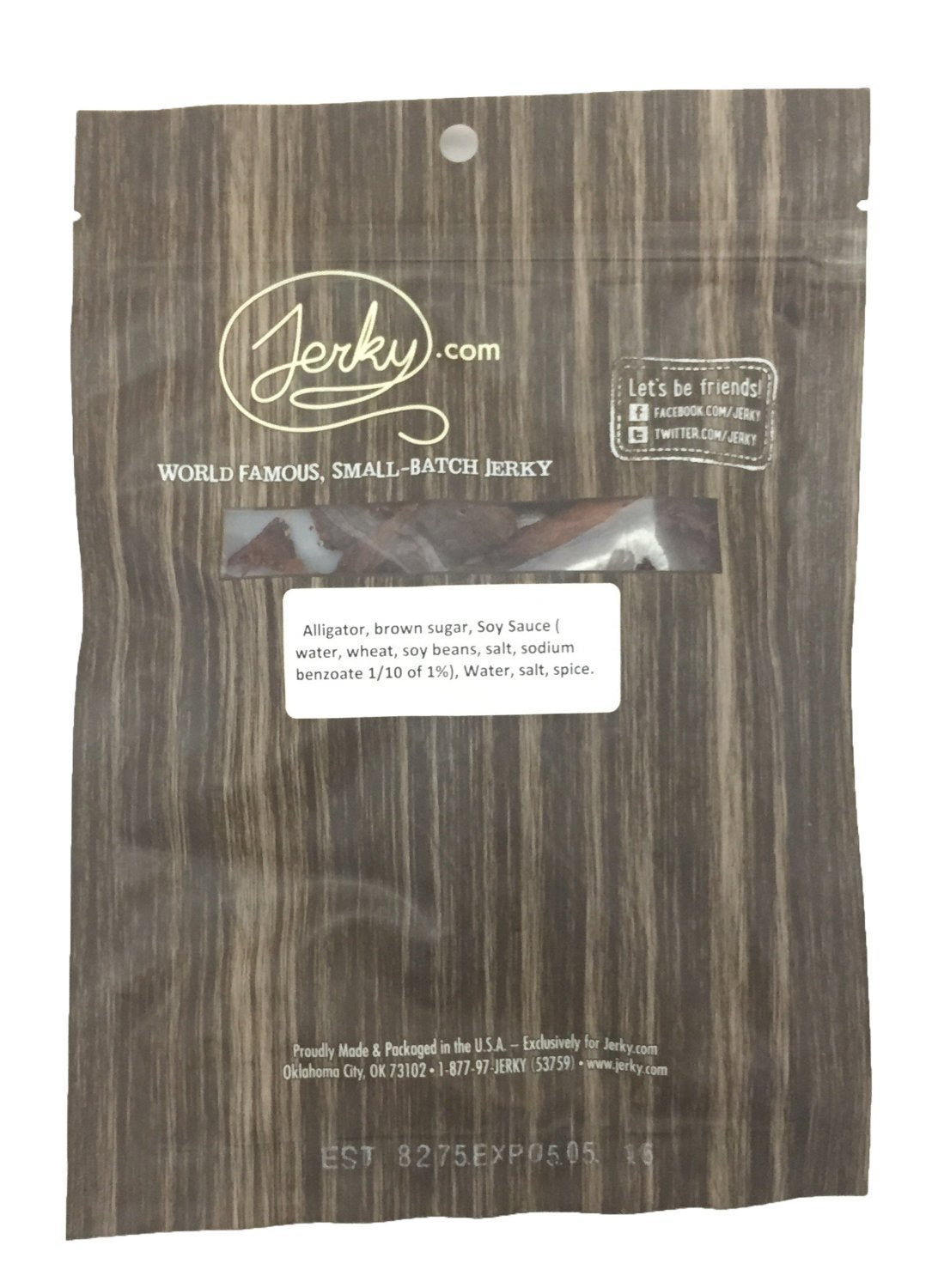 Jerky.Com Orginal Alligator Jerky - The Best Wild Game Original Alligator Jerky On The Market - 100% Original Alligator - No Add