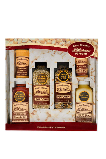 Amish Country Popcorn | Variety Bundle All in One Set | 14 ounce Baby White, 14 ounce Rainbow Popcorn Kernels | Old Fashioned, N