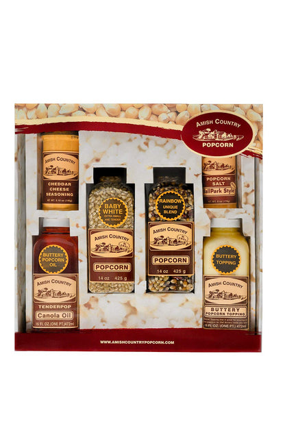 Amish Country Popcorn | Variety Bundle All in One Set | 14 ounce Baby White, 14 ounce Rainbow Popcorn Kernels | Old Fashioned, N