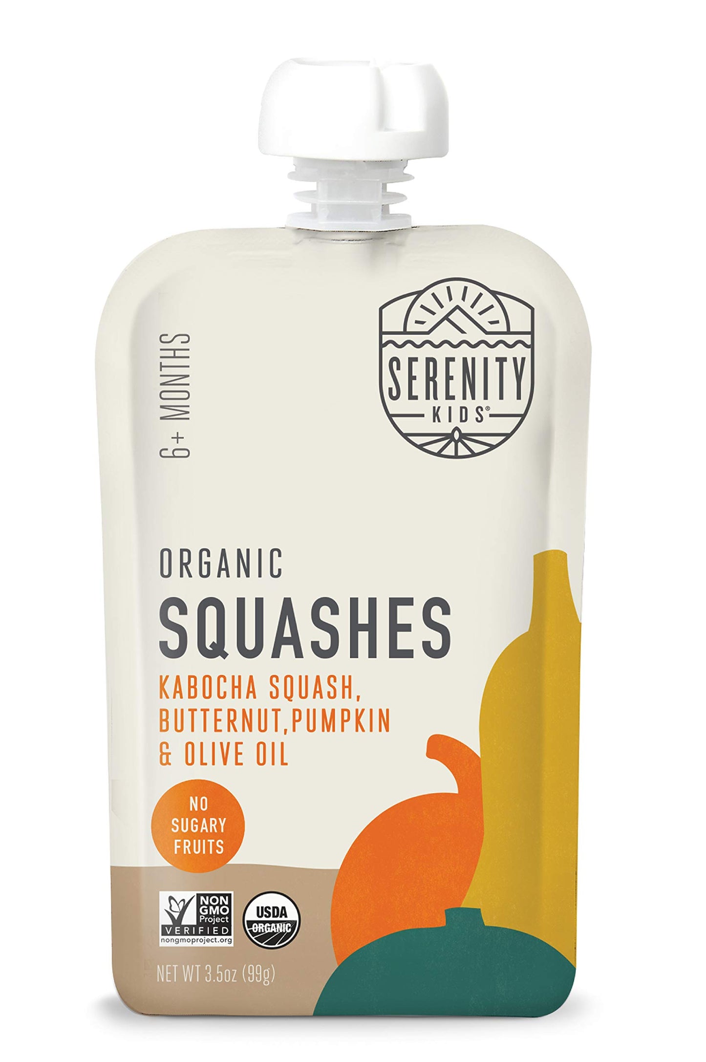 Serenity Kids 6+ Months Squash Veggie Baby Food Puree Pouches - Bpa-Free & Usda Organic & Allergen Free - No Added Sugars - 3.5 Oz 12 Pack