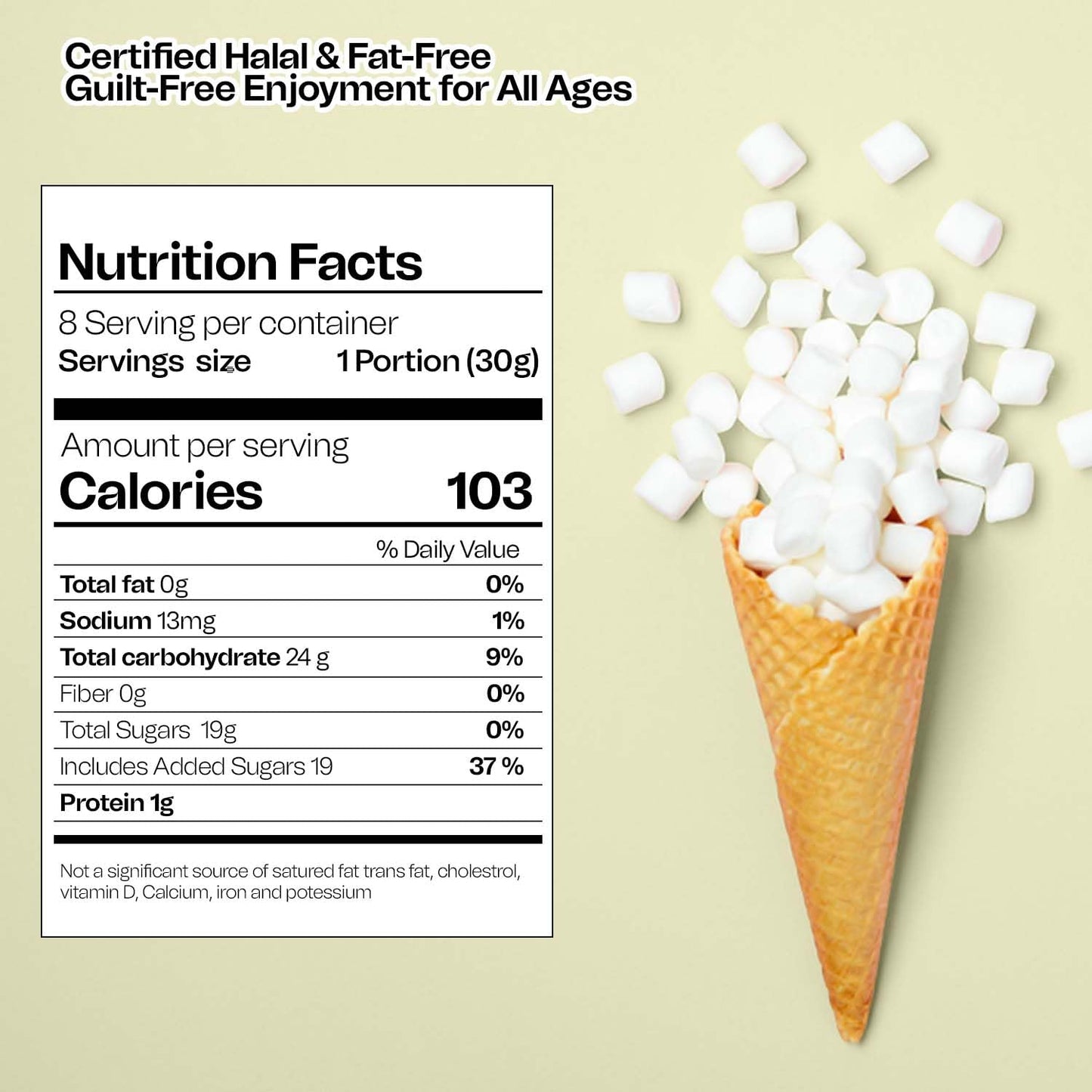 Bonjour Mini Marshmallows - Vanilla Flavored, Halal, Low Fat, Dye Free - 8.82 Oz (250 g) Small Snack for Hot Chocolate and Smores