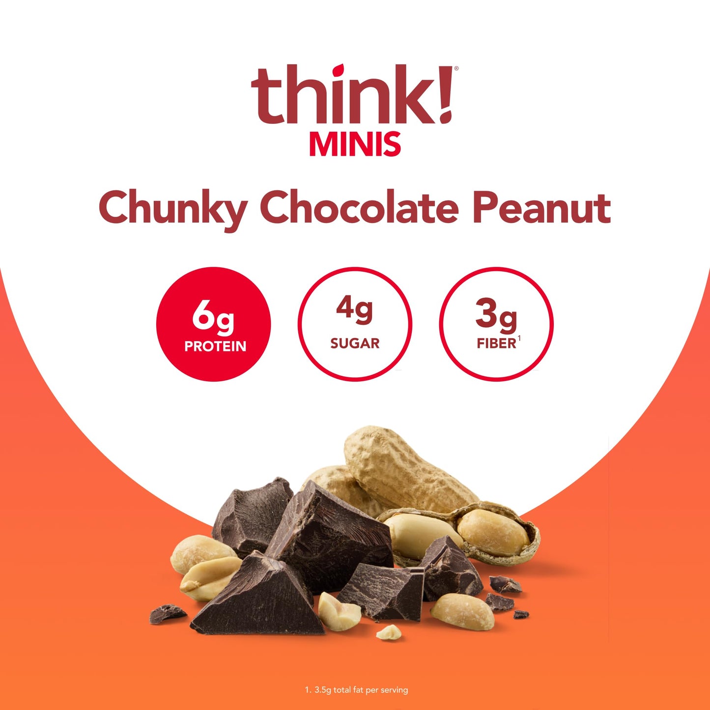 Think! Minis Protein Snack Bars, Gluten Free, Chunky Chocolate Peanut, 15 Count