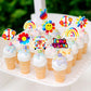 Keaziu 32 Pack Hippie Theme Cupcake Toppers Peace Sign Hand Cupcake Picks 60S Theme Flower Boho Rainbow Birthday Party Supplies