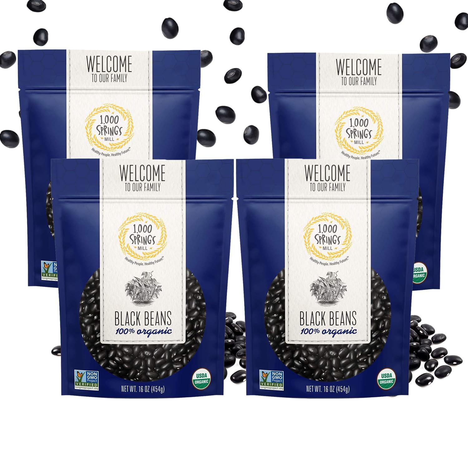 1000 Springs Mill - Organic Black Beans | Used For Soups, Salads, Chili, Dips Or Various Breakfast Dishes | Bulk Dry Black Beans