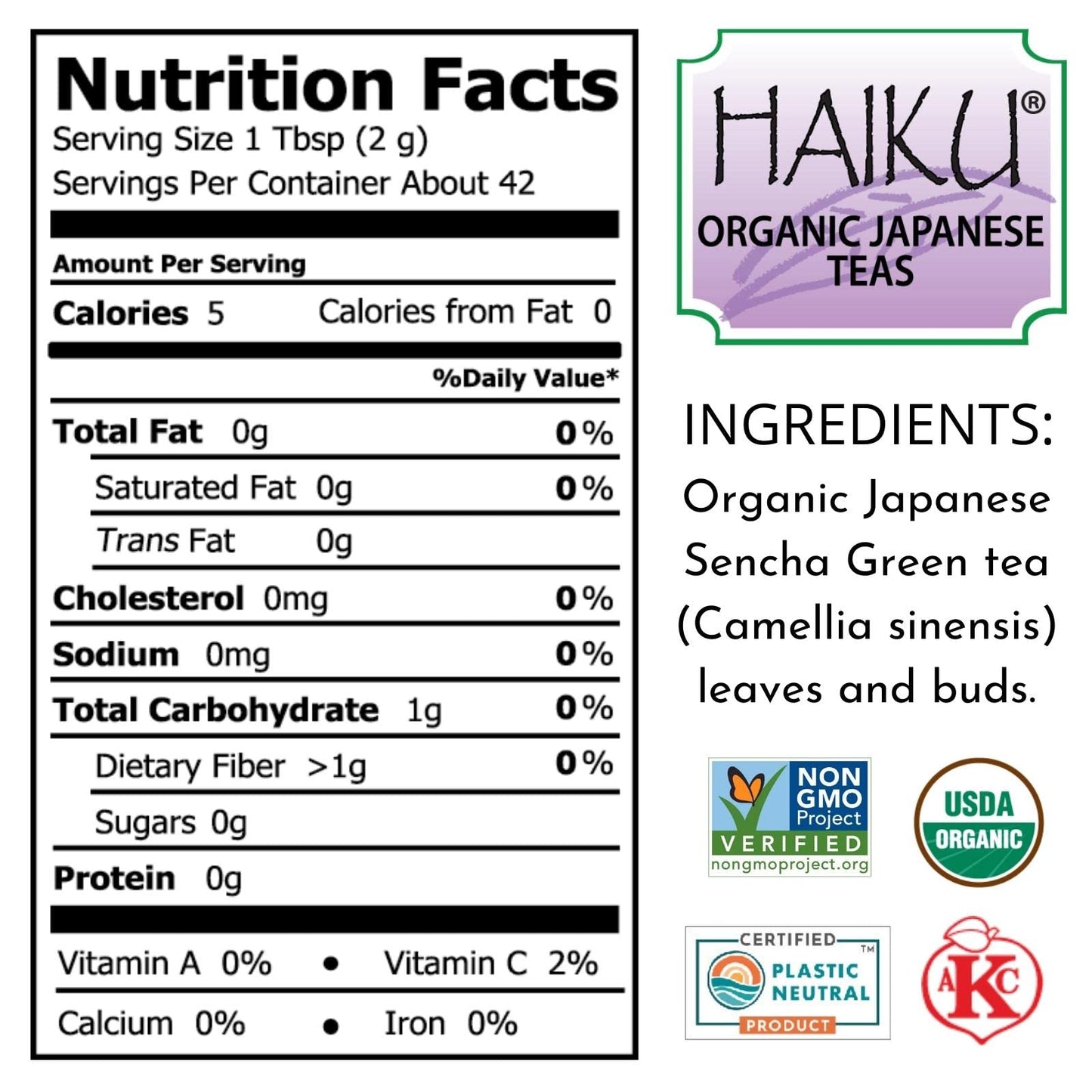 Haiku Japanese Organic Sencha Green Tea, Loose, 3 Ounce Bag