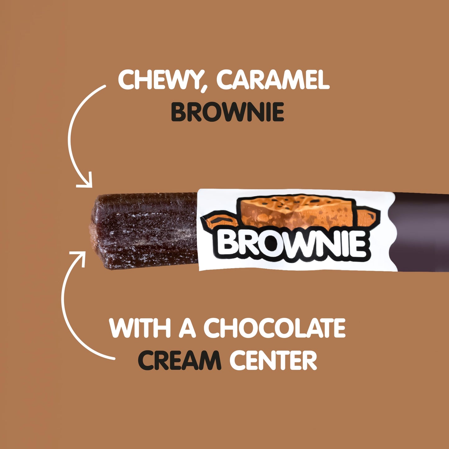 Goetzes Candy Caramel Brownie Cow Tales - 72 Count Canister (4.5 Pounds) - Fresh from the Factory