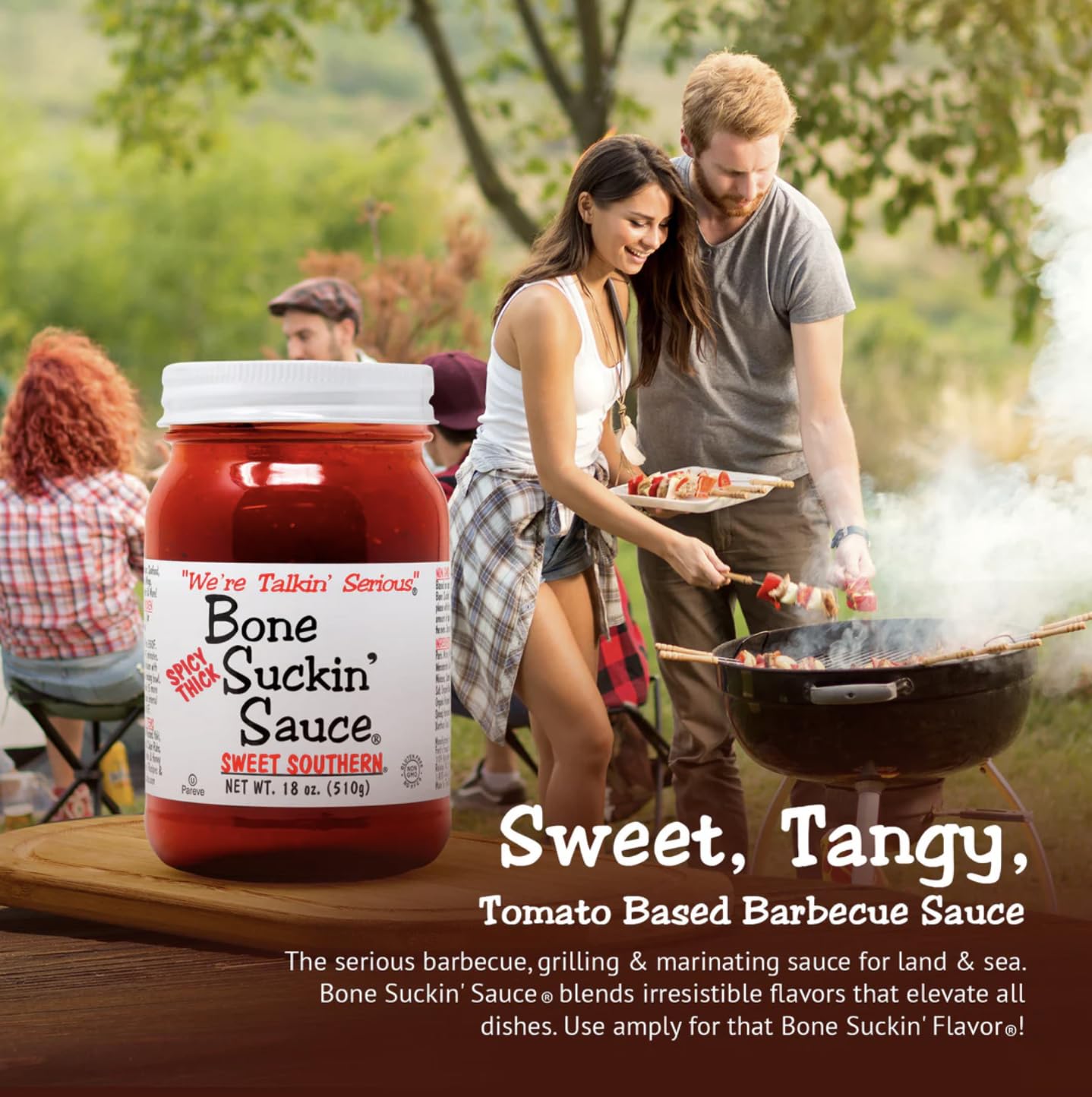 Bone Suckin Barbecue Sauce, Thick & Spicy, Gluten-Free, Non-GMO, 18 Ounces