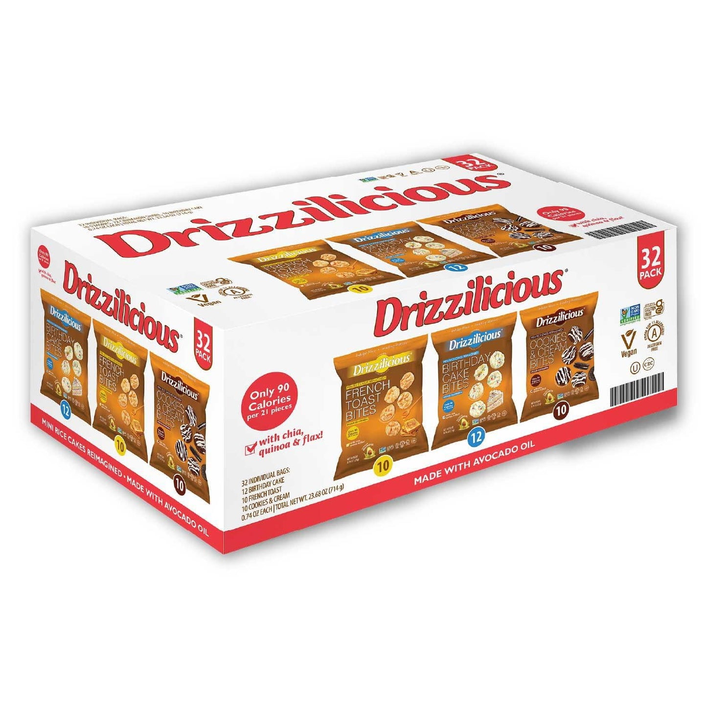 Variety Pack drizz-ilicious, 32 Count Snack Packs, 0.74 Ounce Individual Servings