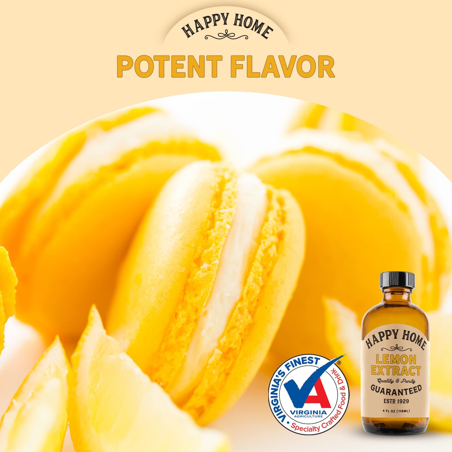 Happy Home Pure Lemon Extract - Certified Kosher, 4 Fl Oz, Pack of 1
