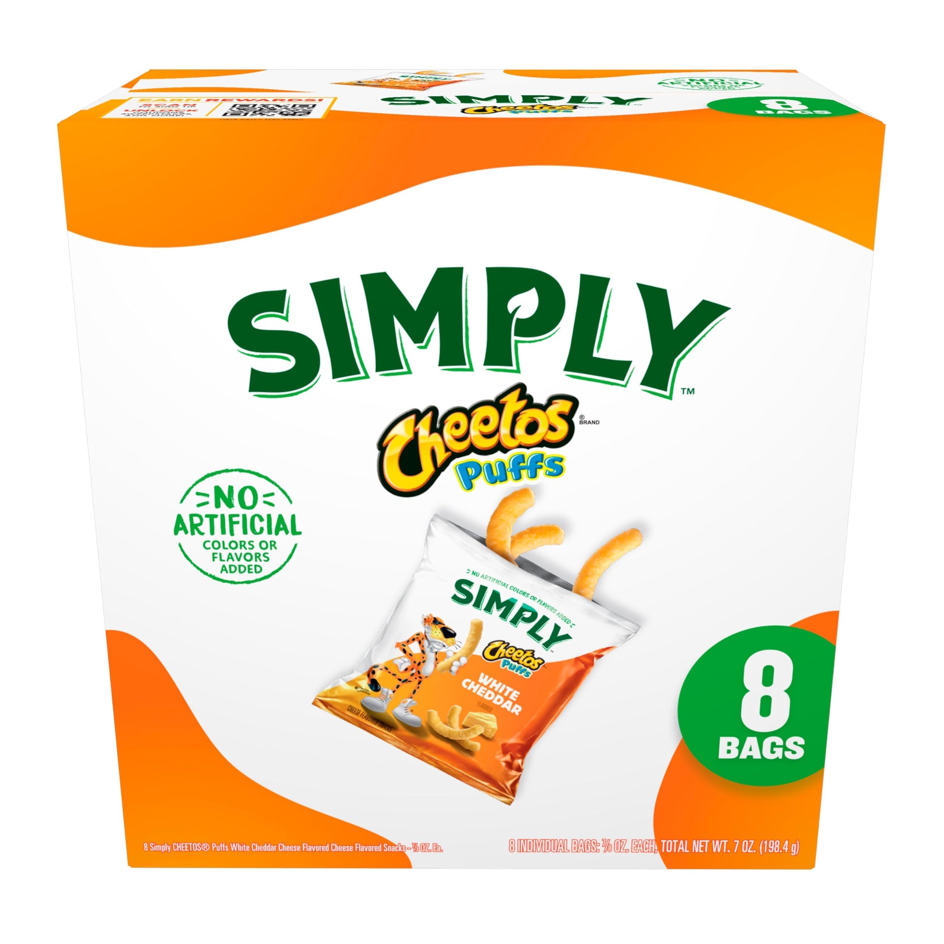 Frito-Lay Simply Cheetos White Cheddar Puffs, 8 Count (Pack of 1)