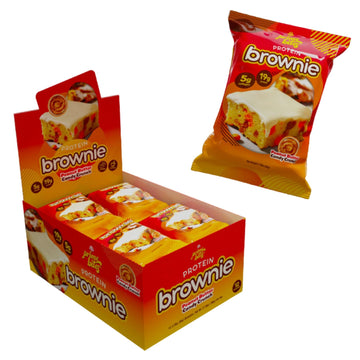 Alpha Prime Supplements Protein Brownie - High Protein, Low Sugar, Peanut Butter Candy Crunch, 12 Bars per Box, One Size