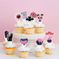 Ercadio 24 Pack Pink Halloween Cupcake Toppers Halloween Witch Hat Cat Skull Bat Cupcake Picks Pink Ghost Halloween Cupcake Topp