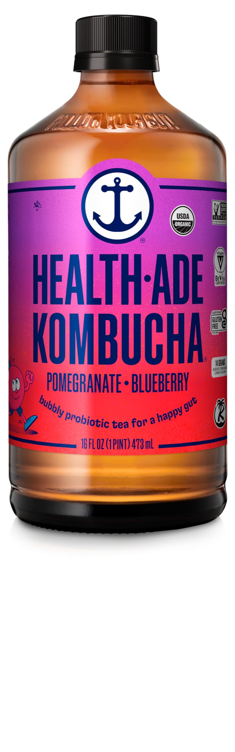 Health Ade Pomegranate Blueberry Organic Kombucha, 16oz
