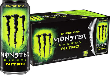 Monster Energy Nitro Super Dry Energy Drink, Maximum Strength, 16 Fl Oz, Pack of 15