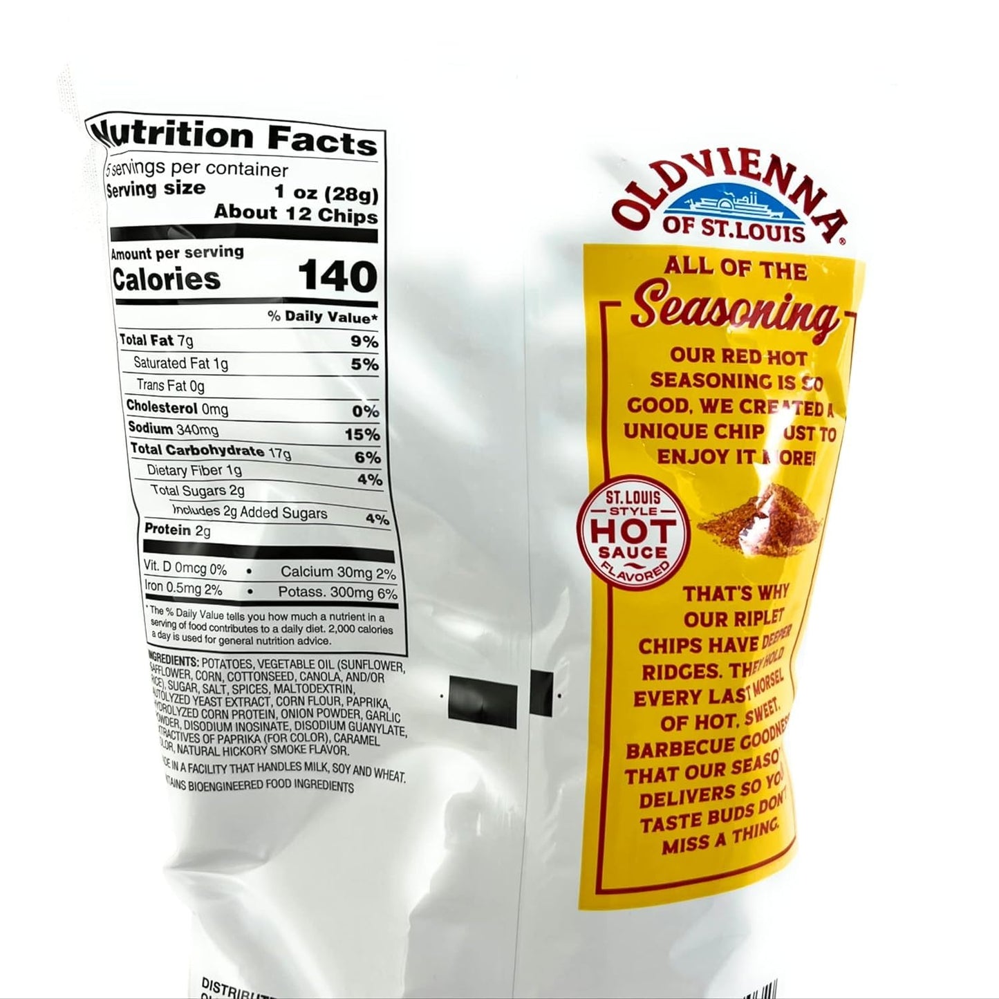 TRANADACO Old Vienna Red Hot Riplets BBQ Chips, 1oz Bags, 12 Pack