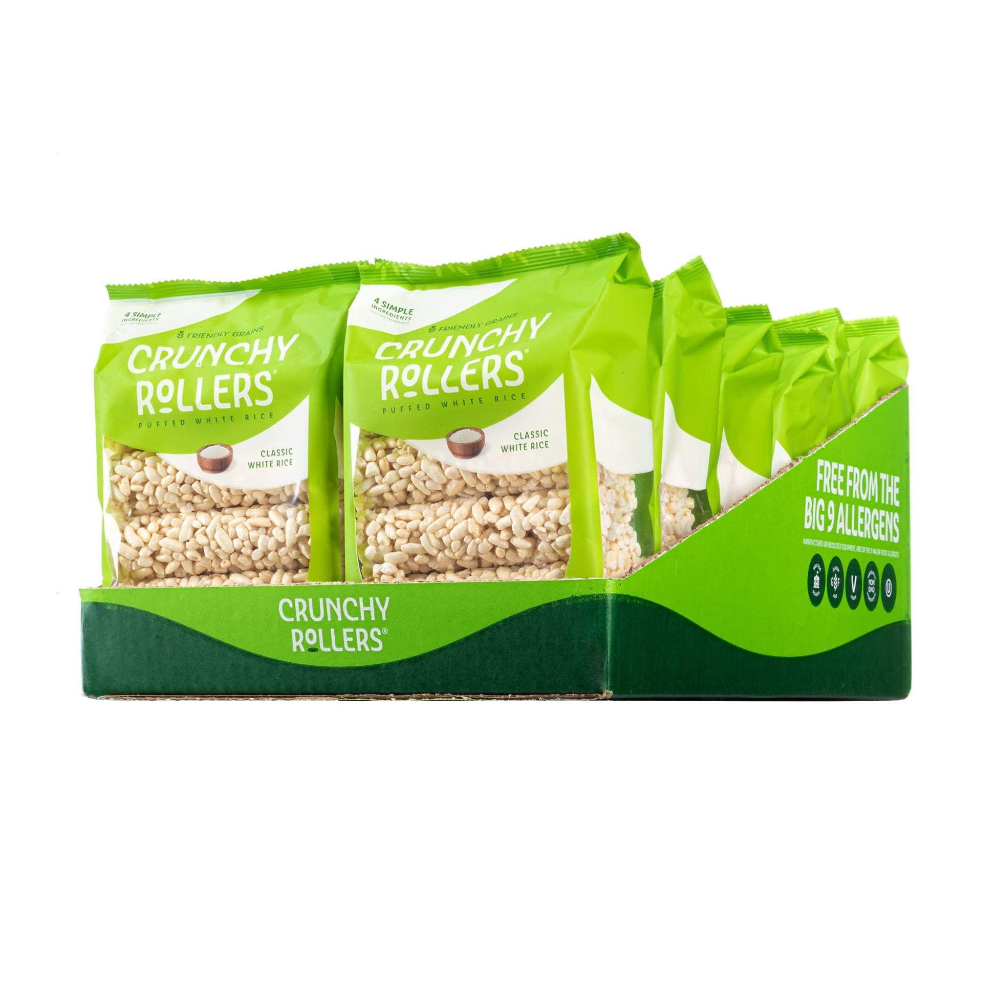 Classic White Rice Crunchy Rollers - Sweet Rice Snacks, Crispy Puffed Rolls, Healthy Snack Rolls for Adults and Kids - Friendly 