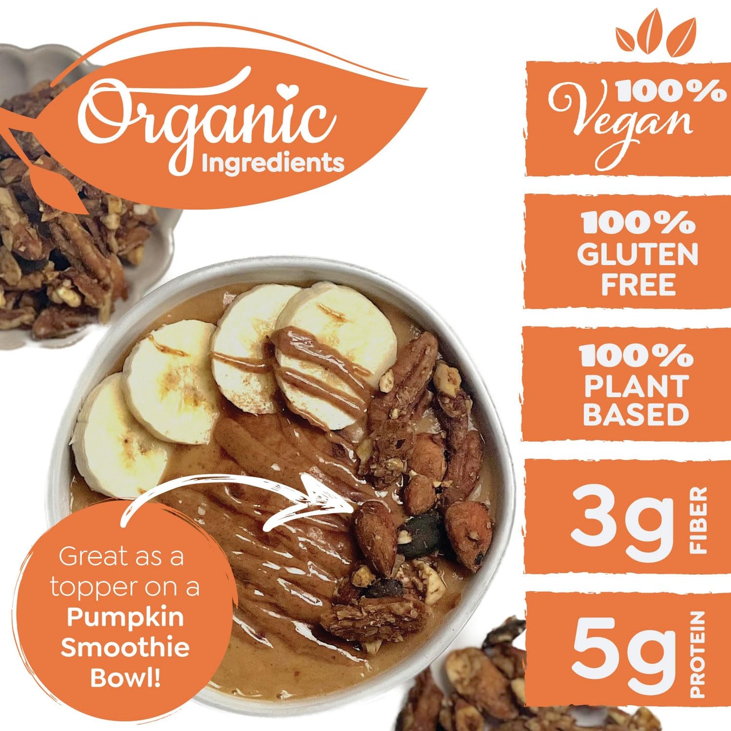 Witzi'S Grain Free Granola, Pumpkin Spice, 5Oz (Pack Of 3), Made With Almonds, Pumpkin & Cinnamon, Vegan, Keto, Gluten Free, Hea