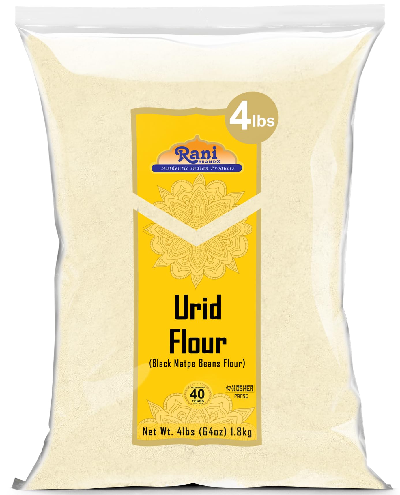 Rani Urid/Urad Flour (Black Matpe Beans Flour) 64oz (4lbs) 1.81kg Bulk ~ All Natural | Vegan | Gluten Friendly | NON-GMO | Koshe