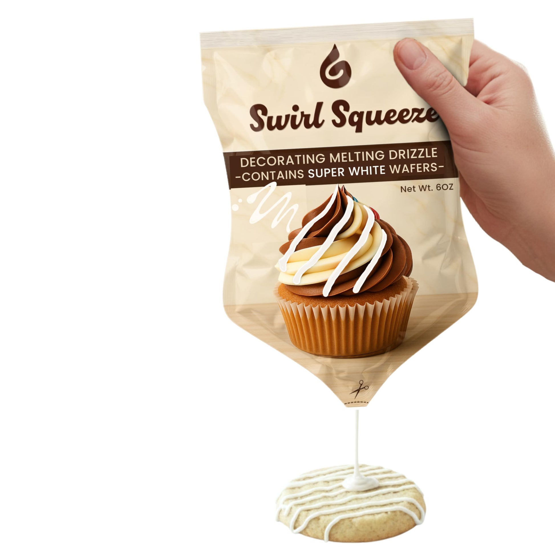Pre-Filled Microwaveable Chocolate Decorating Bag - Ready-To-Melt Drizzle For Cookies  Cakes & Treats - No Mess  No Bowls  No Piping Bags - Super White Melting Chips  6 Oz