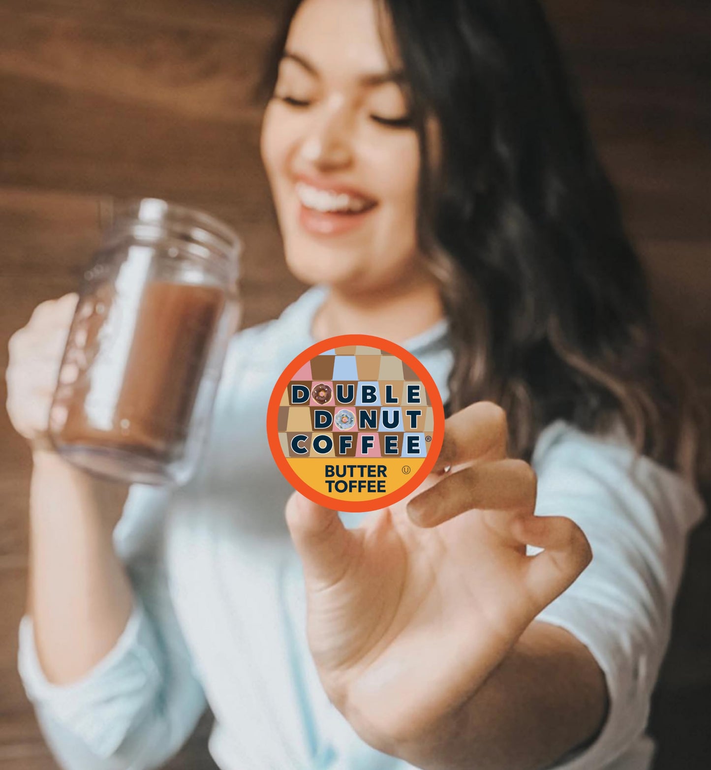 Double Donut Coffee Coffee Pods, Medium Roast, Butter Toffee Flavor, 48 Count, Compatible with Keurig K Cups