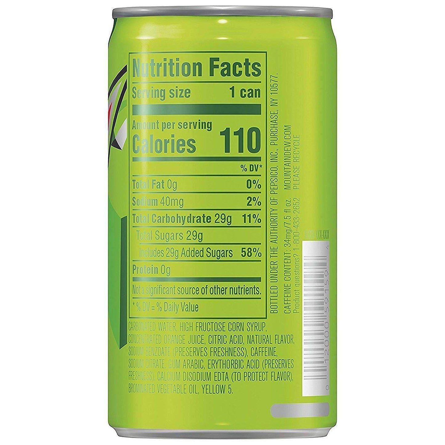 Mountain Dew, 7.5 Fl Oz Cans, 6 Pack