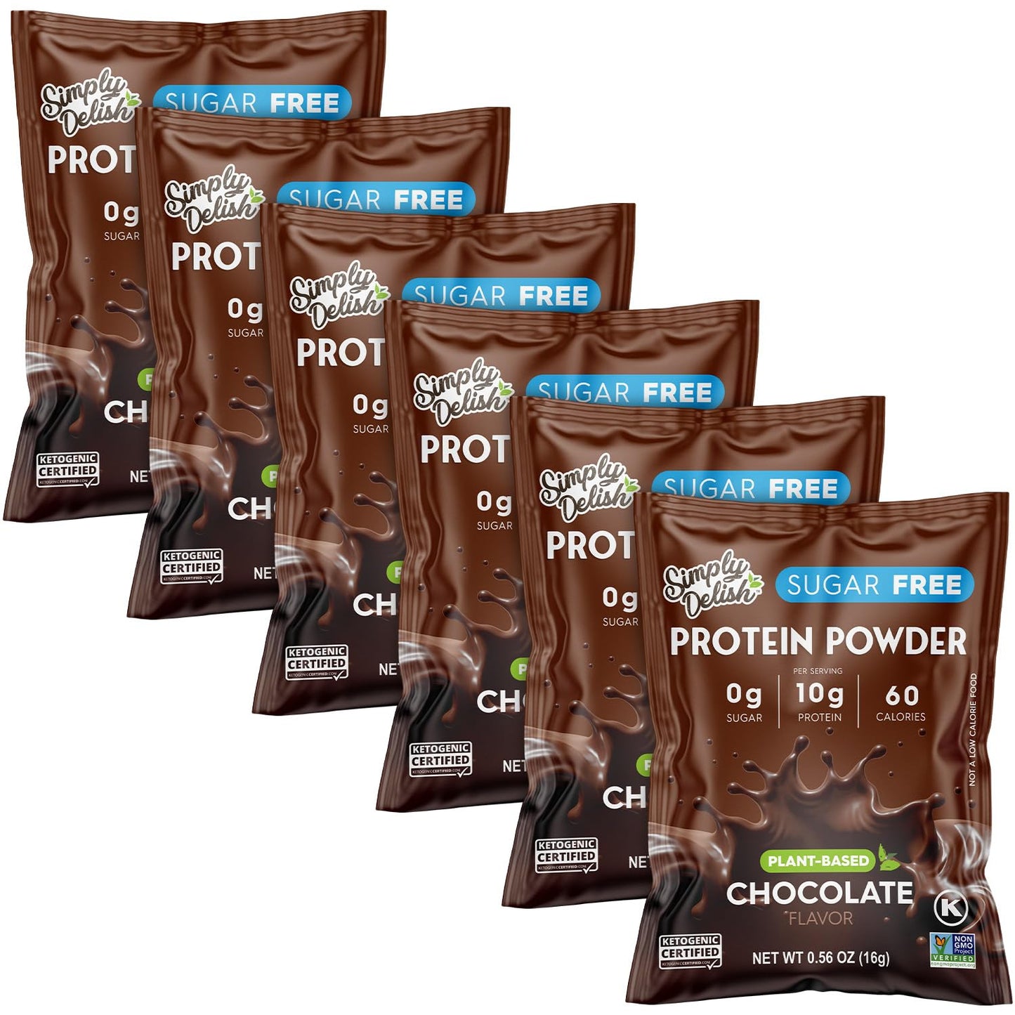 Simply Desserts Chocolate Protein Powder, Sugar-Free, 6-Pack - Plant-Based Protein Boost for Vegan Puddings, Baked Goods, Shakes