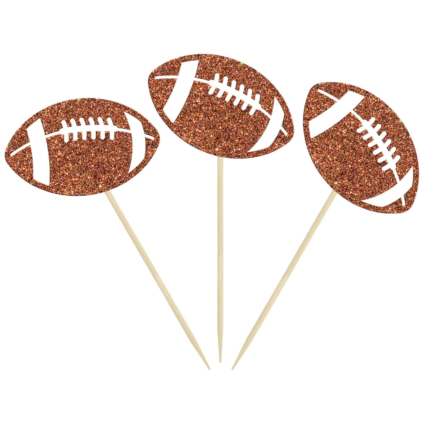 Ephlyn Rugby Football Cupcake Toppers, 24 Pcs, Brown, Paper, 2 x 4.3 inches, Sports Ball Theme Cake Decoration for Parties
