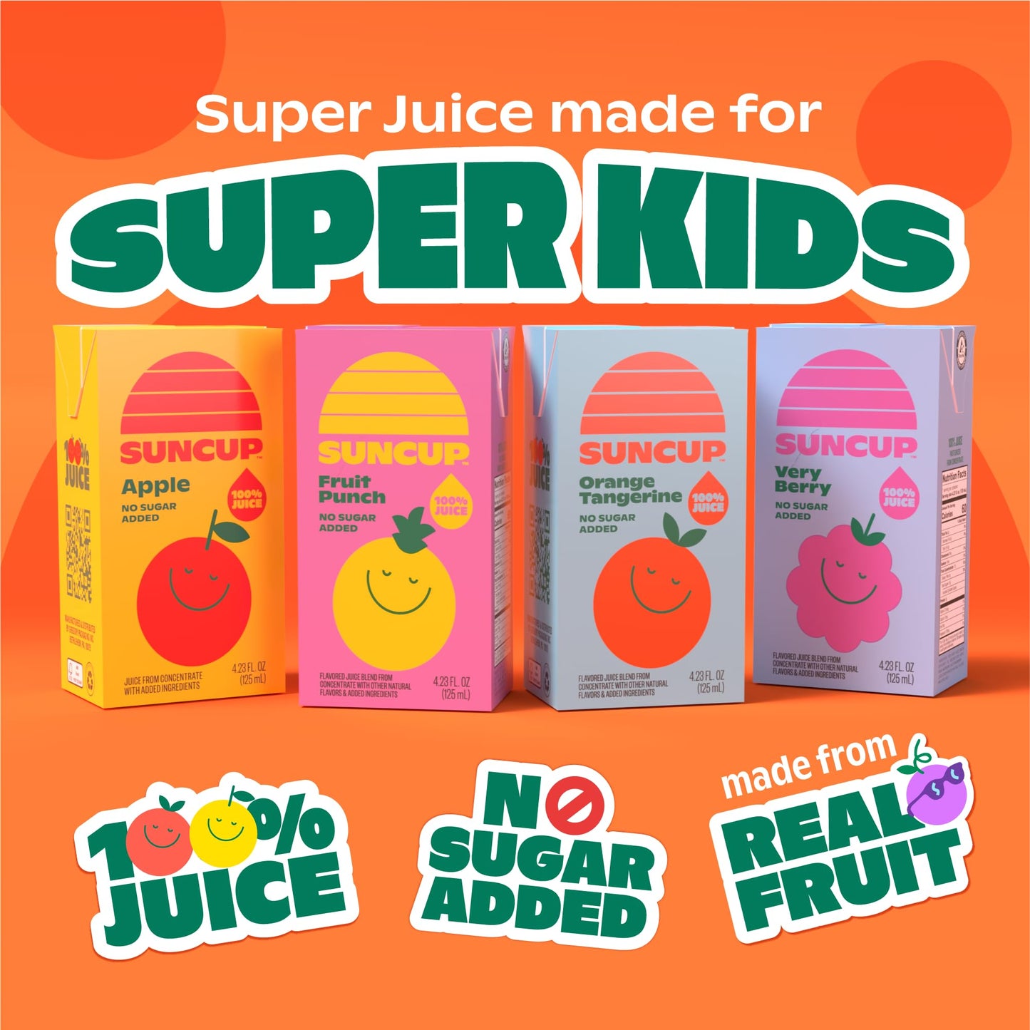 SunCup Juice - Very Berry (40 Pack) 4.23 oz Juice Box with Straw | 100% Very Berry Blend for Kids, Bulk Pack for School Lunches,