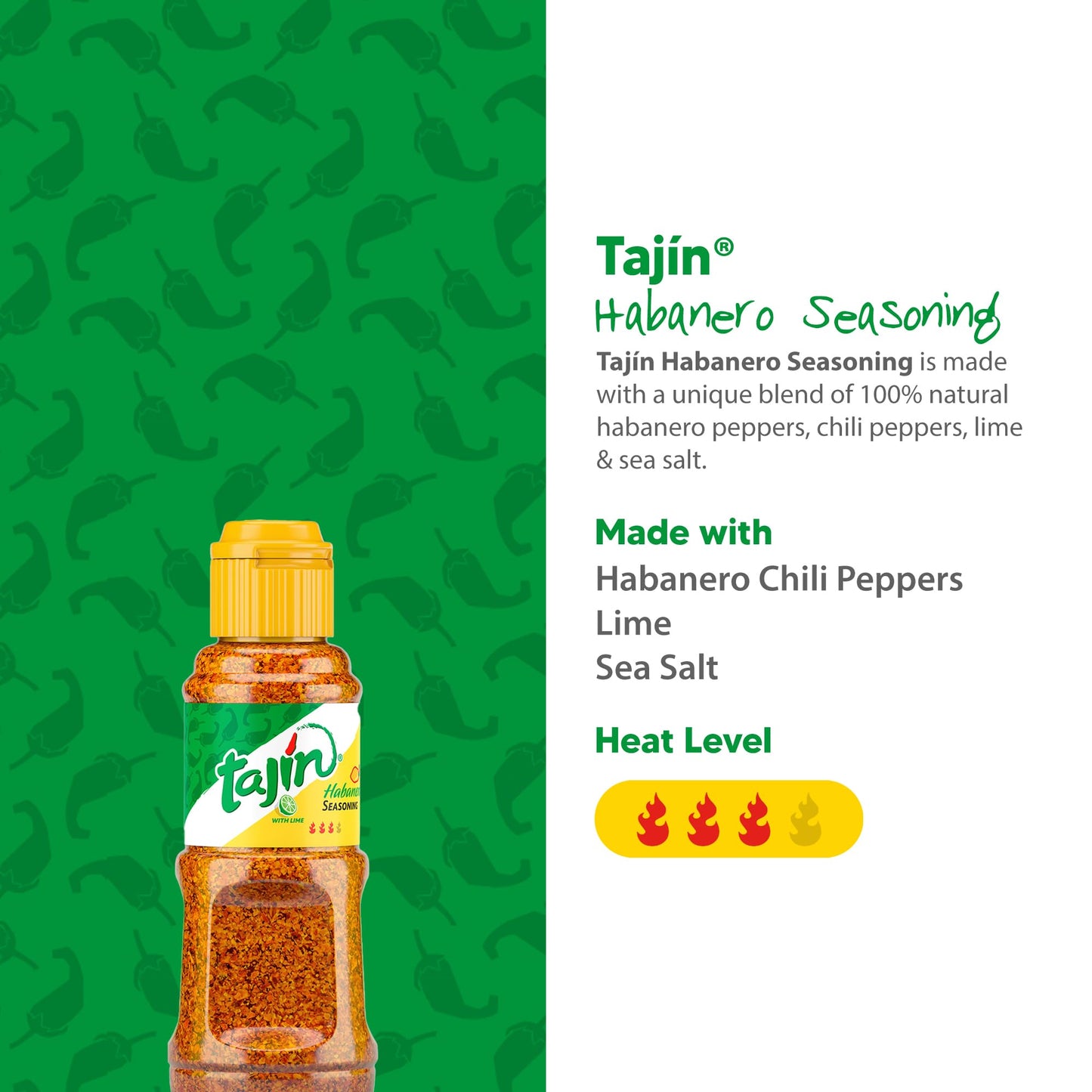 Tajin Habanero Seasoning Pack of 24, 1.6 oz Each, Spicy Flavor Enhancer