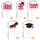YCTHUNFISH 30 Pack Cupcake Toppers Glitter Class of 2025 Graduation Decorations Black Red Bamboo