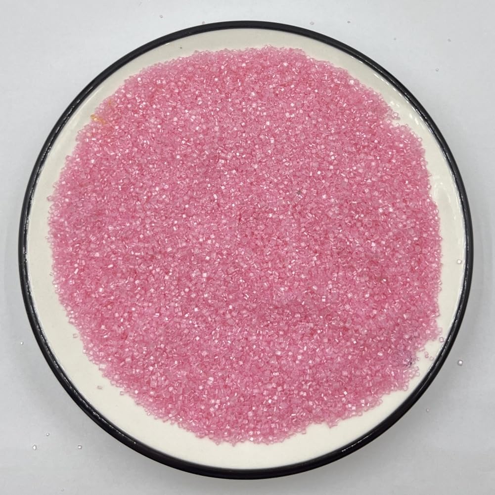 Senchanting Pink Sanding Sugar Sprinkles, Edible Crystal Pink Sanding Candy Sugar For Cake Decorating Wedding Party Baking Cupca