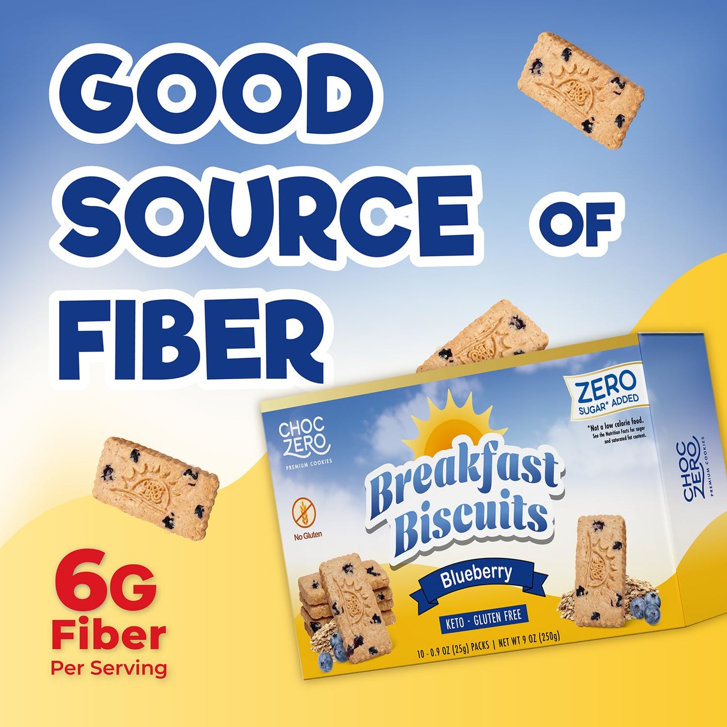 ChocZero Blueberry Breakfast Biscuits - Keto, No Sugar Added, Gluten Free - 9oz Box