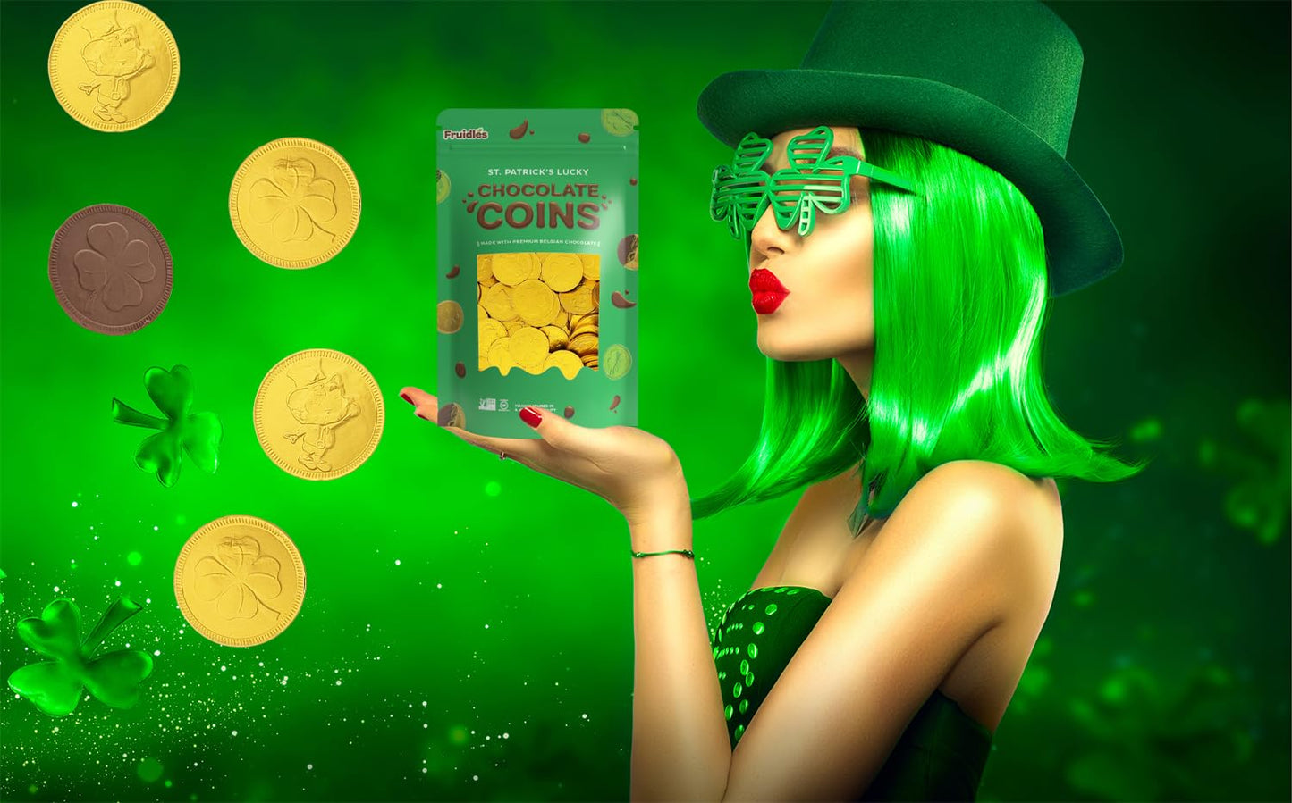 St. Patrick'S Day Coins 100 Lucky Gold Shamrock Coins Foils, Belgian Coins Bag Nut-Free (100-Pack)