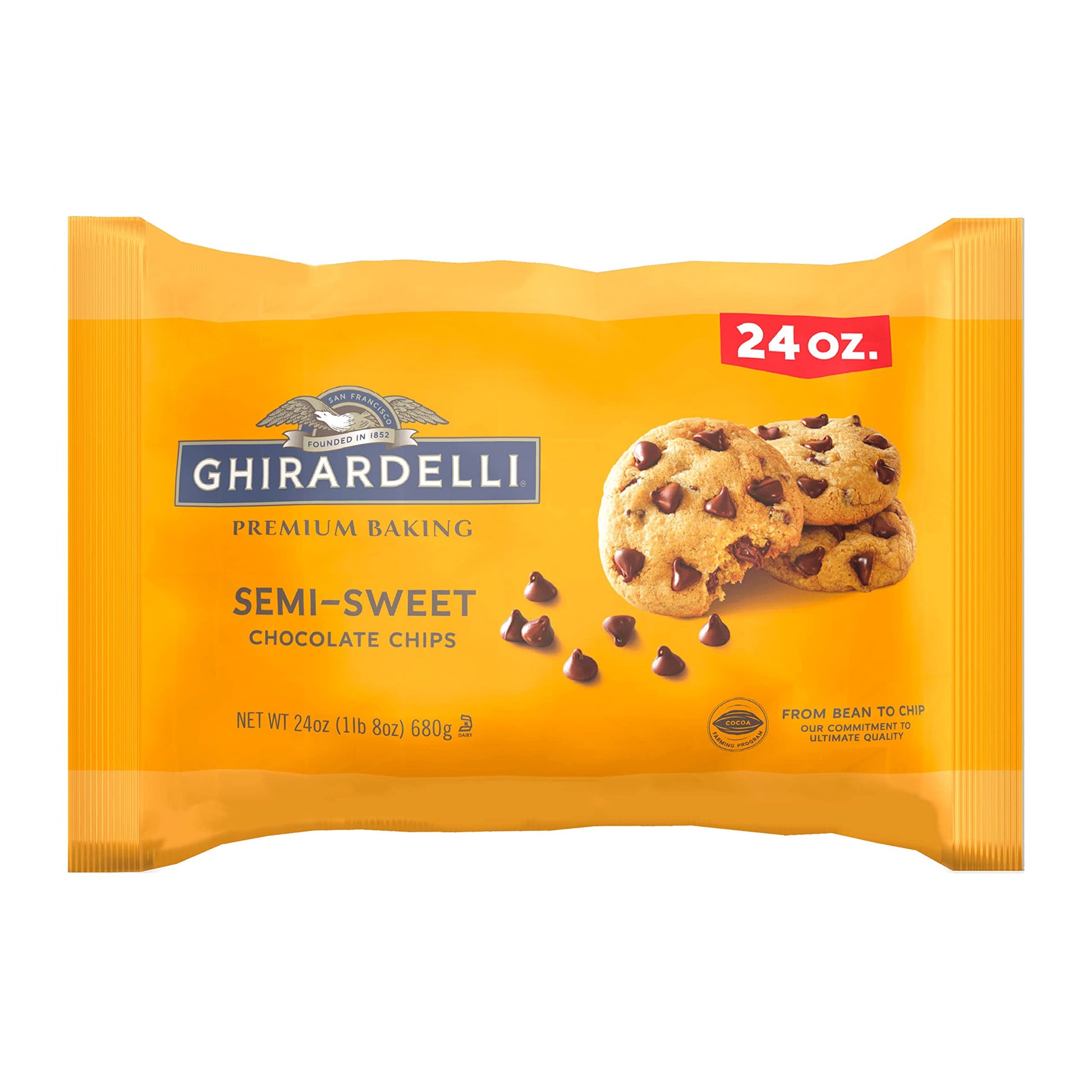 Ghirardelli Semi-Sweet Chocolate Baking Chips, 24 oz Bag, Pack of 3