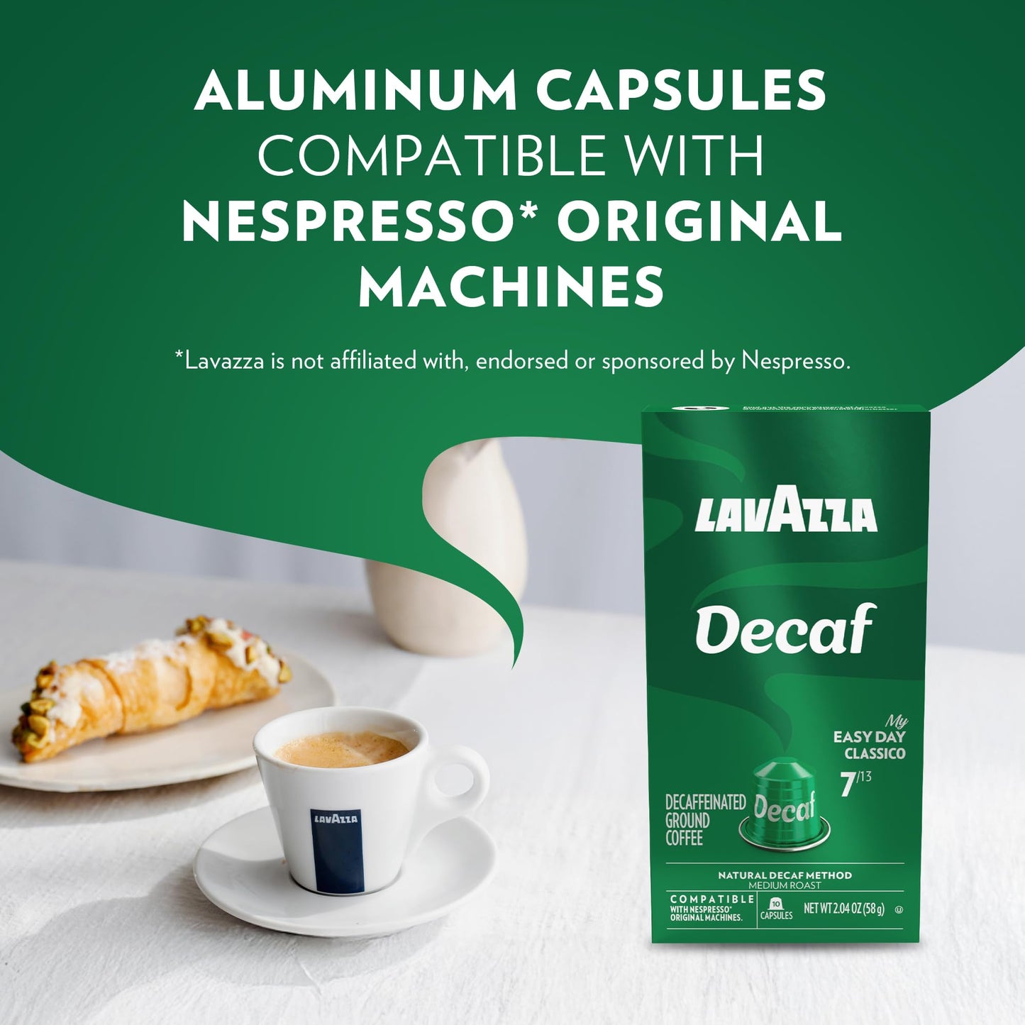 Lavazza Decaf Aluminum Capsules Compatible with Nespresso* Original Machines  Medium Roast (10 Capsules)