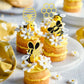 36 Pcs Bumble Bee Cupcake Toppers Glitter Bee Gender Reveal Honeycomb Cupcake Picks Baby Shower Birthday Party Cake Decorations