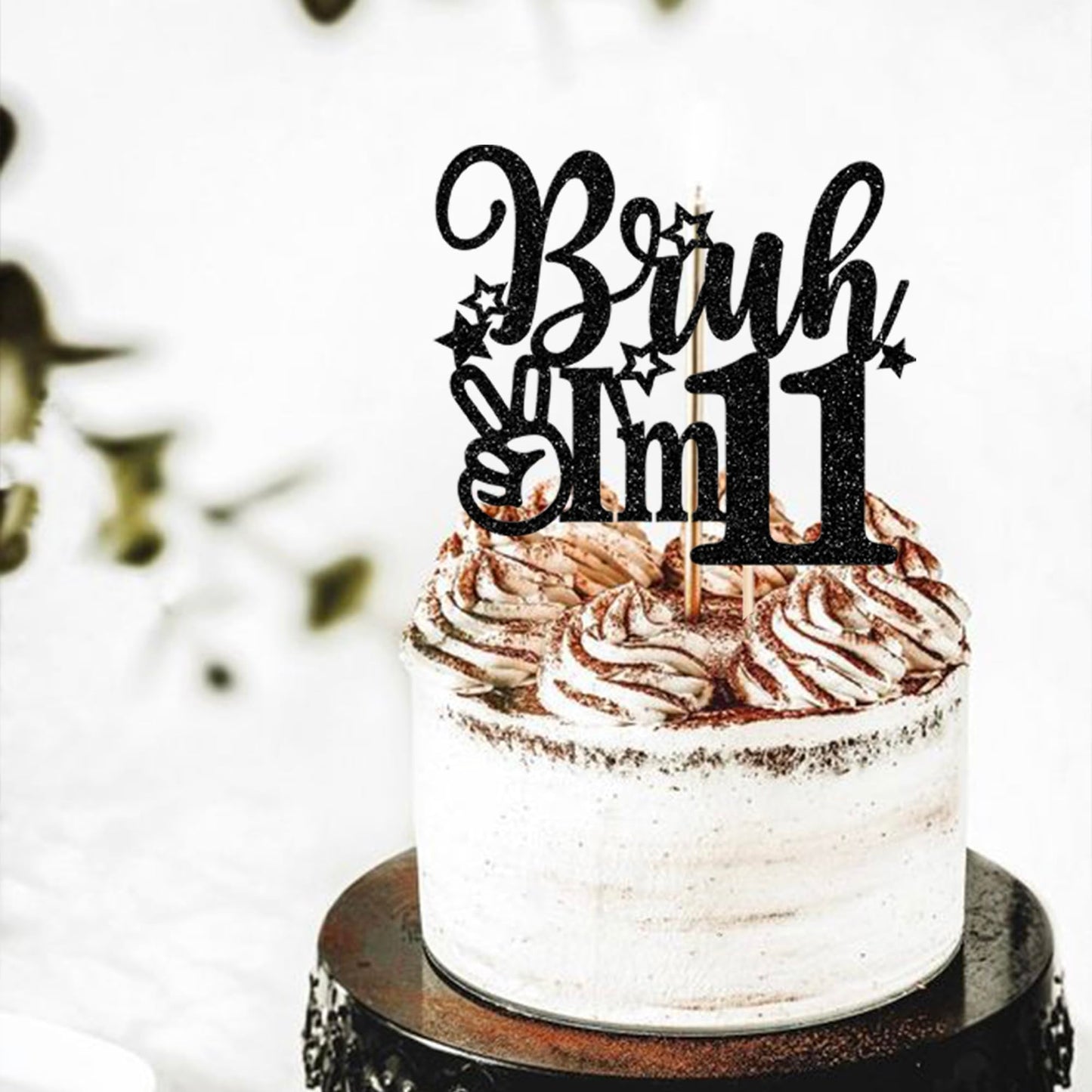 Rssta i Cake Topper Black Star Glitter for 11th Birthday, Model XM1222-11, Cheers to 11 Years Party Supplies