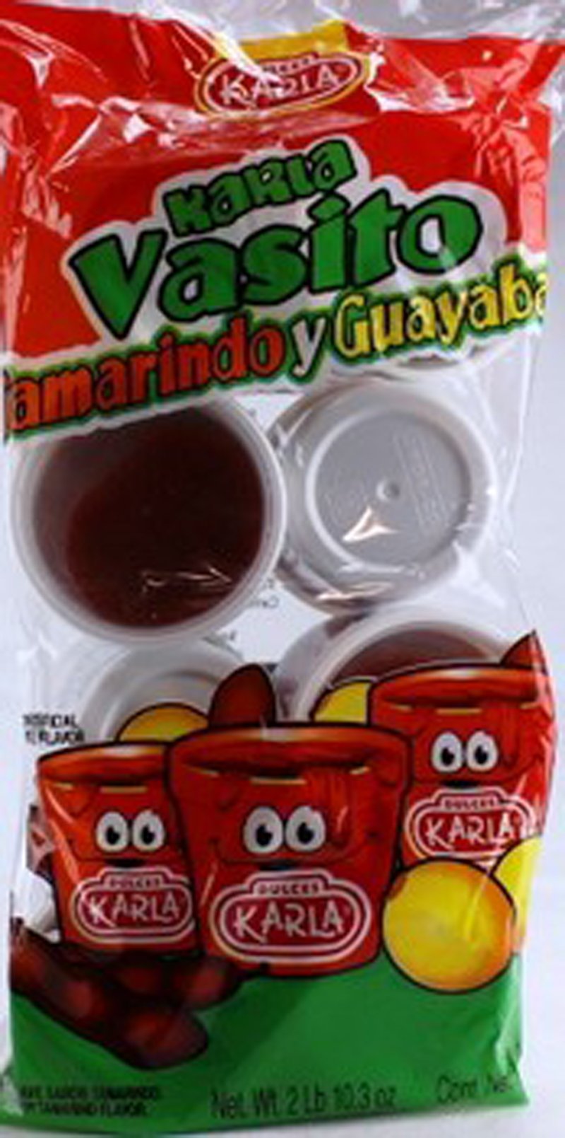 Dulces Karla Karla Vasito Tamarind & Guava Candy Cup, 8 Count (Sugar Candy - Ethnic)