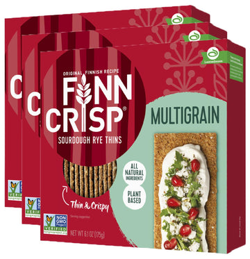 Finn Crisps Multigrain Crispbread 6.1oz 3 Packs | Multipack Authentic Finnish Sourdough Crispbread | Multigrain Crackers by Finn