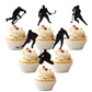 24 Pcs Hockey Cupcake Toppers Black Glitter Hockey Players Cupcake Picks Ice Hockey Sports Theme Baby Shower Boys Girls Birthday