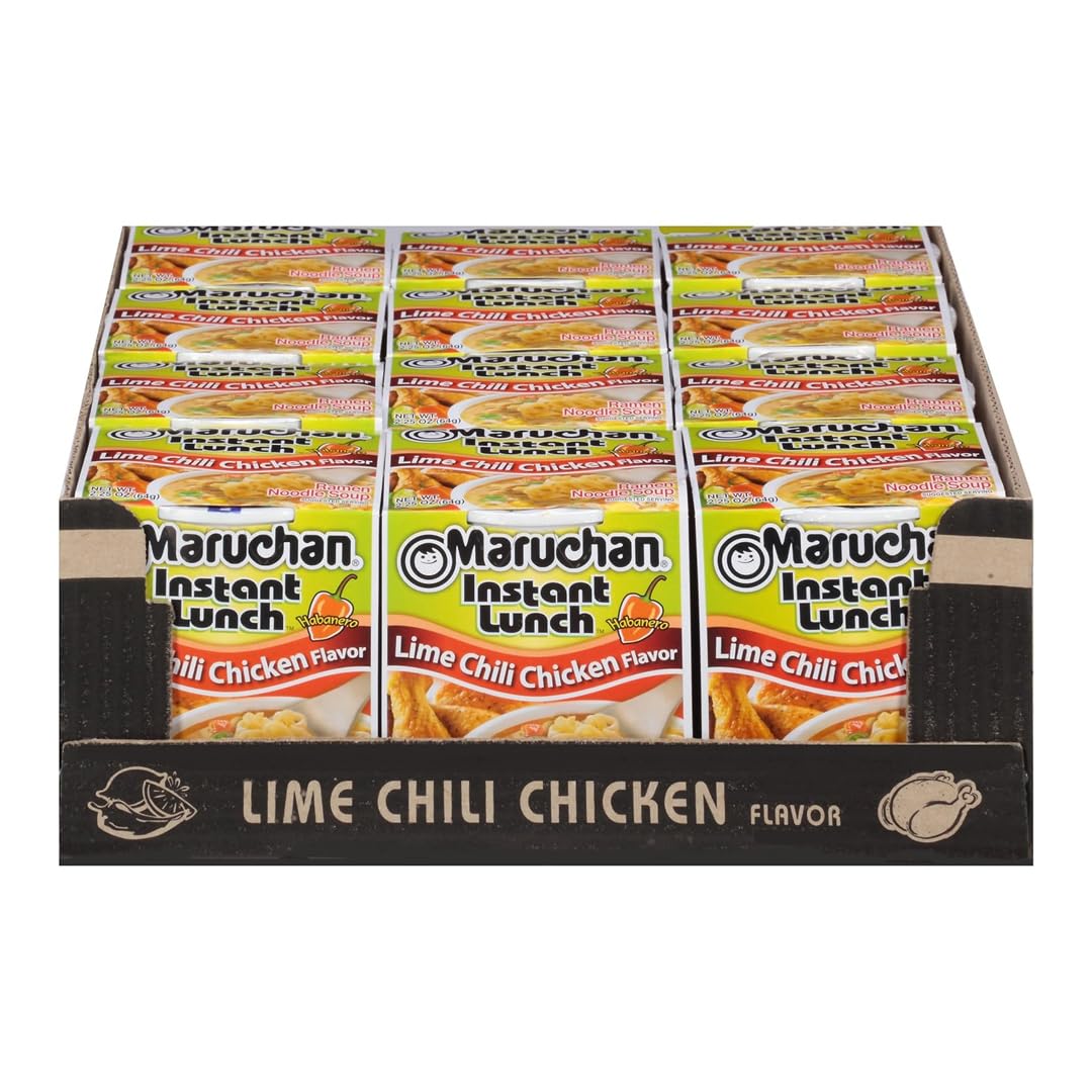 Maruchan Instant Lunch Lime Chili Chicken, Ramen Noodle Soup, Microwaveable Meal, 2.25 Oz, 12 Count