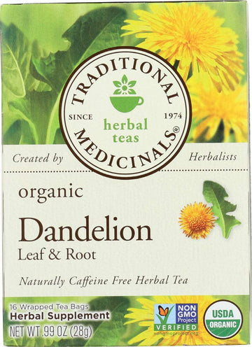 Traditional Medicinals Organic Dandelion Leaf & Root Herbal Tea, Supports Kidney Function & Healthy Digestion, (Pack of 3) - 48 