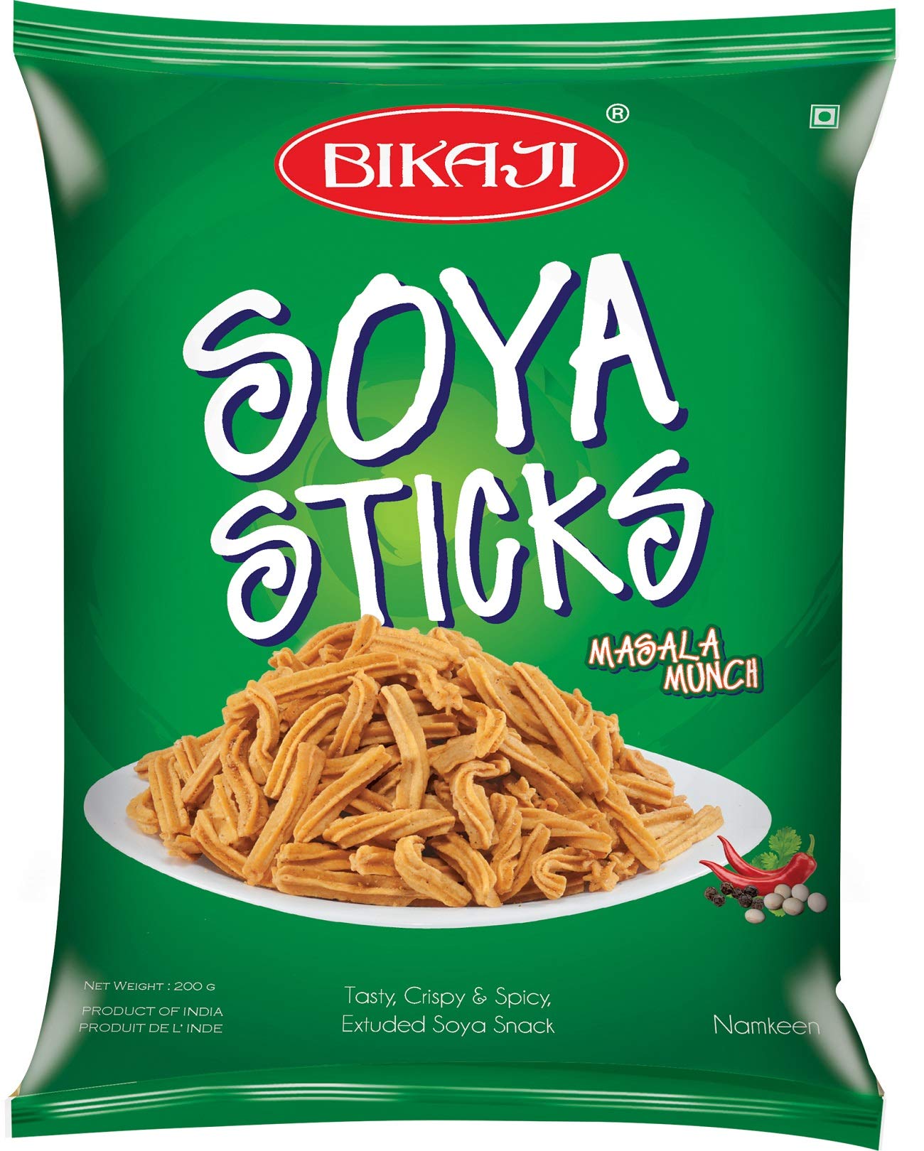 Bikaji Aslee Bikaneri Soya Stick - Masala Munch Indian Namkeen Snack (200 G) (Pack Of 25)