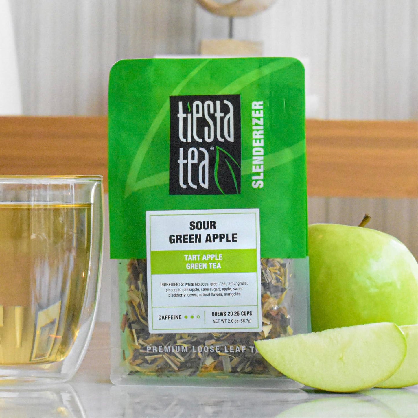Tiesta Tea Sour Green Apple Loose Leaf Green Tea - Medium Caffeinated - 2 oz Resealable Pouch - Makes 20-25 Cups
