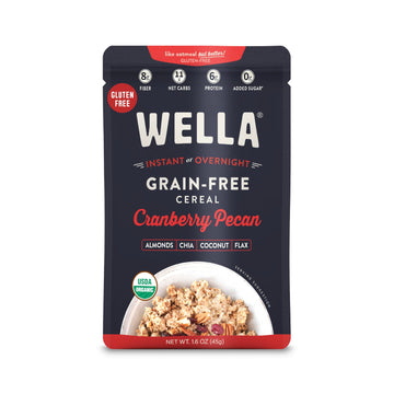 Wella Gluten-Free Hot Cereal, Oatmeal Alternative, Cranberry Pecan, 10 Pack, 1.6 oz, Plant-Based, Non-GMO, Paleo
